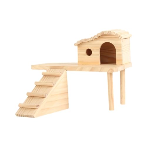 MagiDeal Hamsterplattform aus Holz, Holzhaus mit Leiter, Landschaftsbau-Zubehör, Käfigzubehör für Lemminge, Rennmäuse, Chinchillas, Ratten, Style B von MagiDeal