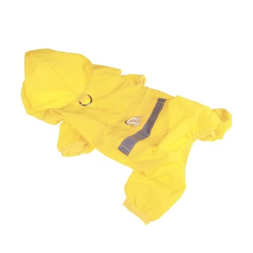 MagiDeal Haustier-Regenbekleidung, Kleidung mit Kapuze, Regenjacke und Geschirrloch, Haustier-Hunde-Regenmantel, Poncho mit Reflektion für kleine Hunde, gelb L von MagiDeal