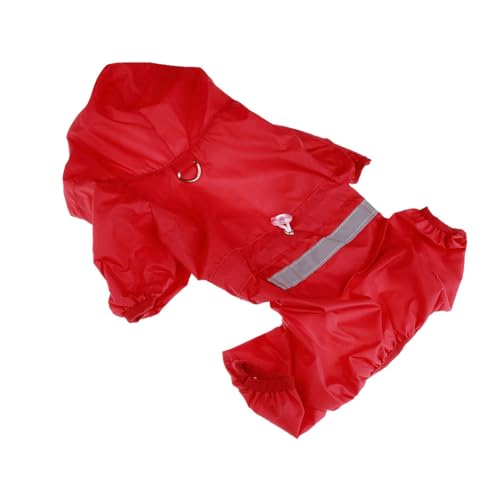 MagiDeal Haustier-Regenbekleidung, Kleidung mit Kapuze, Regenjacke und Geschirrloch, Haustier-Hunde-Regenmantel, Poncho mit Reflektion für kleine Hunde, rot M von MagiDeal