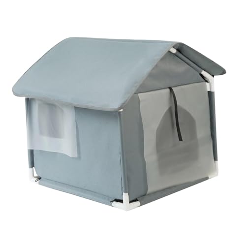 MagiDeal Haustierhaus Outdoor Wilde Katzen Warmes Hausbett Heimtierbedarf Tragbare wasserdichte kleine Hundehütte Katze Hund Zelt Kabine Höhle Haustierbett, GRAU von MagiDeal