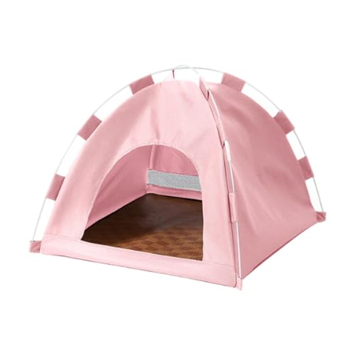 MagiDeal Haustierzelt für Katzen, Hunde, Katzenhaus, halbgeschlossen, bequem, atmungsaktiv, Zwingerbett mit Fenster für Kätzchen, Kleintiere, Outdoor, Strand, ROSA von MagiDeal