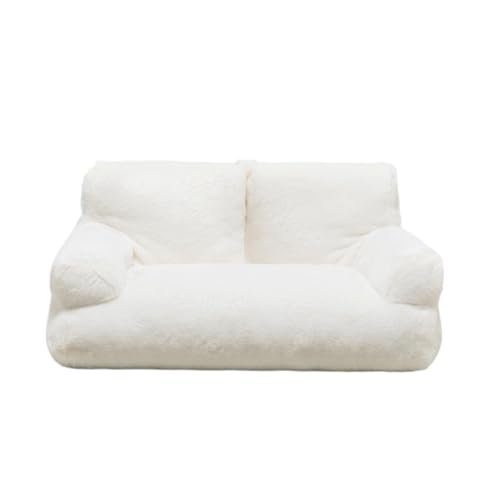 MagiDeal Hundebett-Sofa, weiches, beruhigendes Katzensofa, rutschfest, für alle Jahreszeiten, Moderne Hunde-/Katzencouch, waschbares Katzenbett für Katzen, White M von MagiDeal