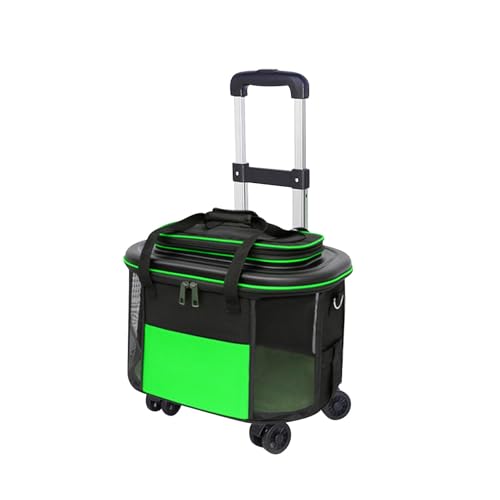 MagiDeal Hundetragetasche mit Rädern, Rollbare Katzentragetasche, Transporttasche, Umhängetasche, Handtragetasche für Haustiere, Faltbare Trolleytasche für den, GRÜN von MagiDeal