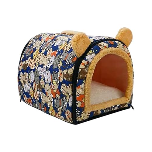 MagiDeal Katzenbett für den Innenbereich, Katzennest, Schlummerfunktion, waschbares Katzenzelt, Hundehütte für den Innenbereich, Höhlenbett für Chihuahua, Blau von MagiDeal