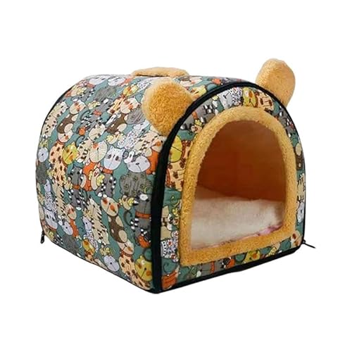 MagiDeal Katzenbett für den Innenbereich, Katzennest, Schlummerfunktion, waschbares Katzenzelt, Hundehütte für den Innenbereich, Höhlenbett für Chihuahua, GrÜn von MagiDeal