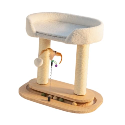 MagiDeal Katzenkratzbaum Katzenbaumspielzeug Doppelebenen für Hauskatzen Katzenklettergerüst mit Ball Modernes Katzenhaus Katzenkratzbaum von MagiDeal