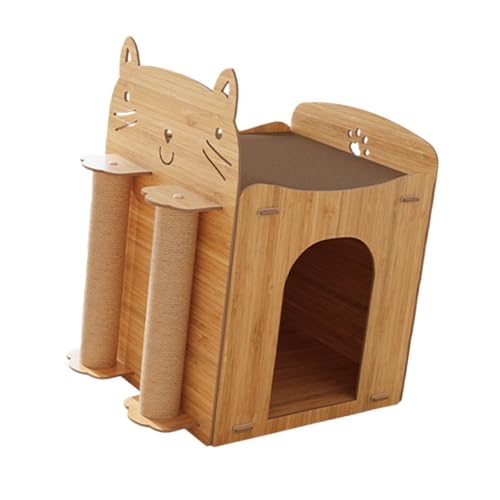 MagiDeal Katzenkratzbrett aus Holz, Katzenhaus aus Wellpappe, 2-in-1-Kratzbrett, Katzenhaus für kleine, mittelgroße und große Katzen, Haustiergeschenk von MagiDeal