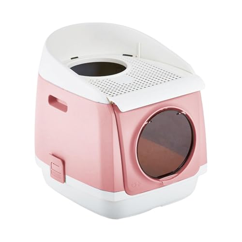 MagiDeal Katzentoilette, Katzentoilette, spritzschutzfreie Katzentoilette mit Einstieg von Oben, geschlossene Katzentoilette für, ROSA von MagiDeal