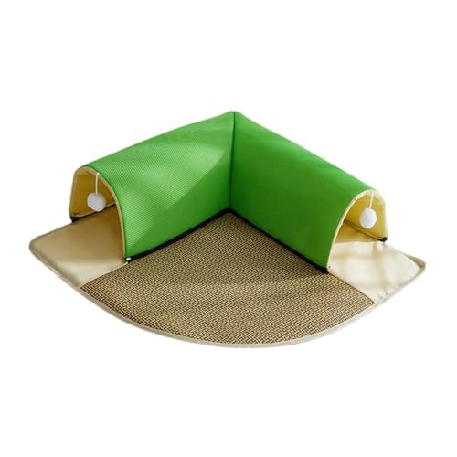 MagiDeal Katzentunnel und Bettspielzeug-Set, Sommer-Katzenhaus, bequem für Kätzchen, Welpen, Kaninchen, Frettchen, mit Ball für Hauskatzen, Spaß beim Spielen, grün 50cm von MagiDeal