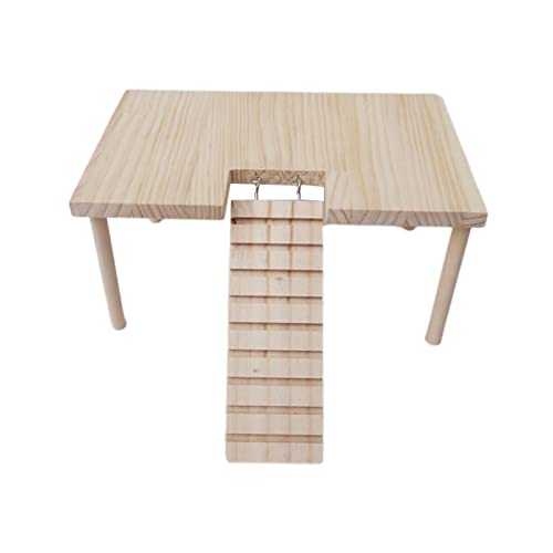 MagiDeal Kleine Tiere Holzplattform Spielzeug mit Treppen und Säulen Tisch für Hamster Chinchilla Vögel Ratte Lebensraum Dekorationszubehör, 32 cm x 20,5 cm x 15,5 cm von MagiDeal