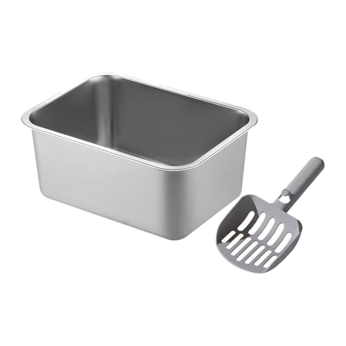 MagiDeal Offene Katzentoilette mit hohen Seiten, Kätzchentoilette aus Edelstahl, Katzensandkasten, Kätzchentoilette und Schaufel für, 50x35x15cm MagiDeal Offene Katzentoilette mit hohen Seiten, Kätzchentoilette aus Edelstahl, Katzensandkasten, Kätzchentoilette und Schaufel für, 50x35x15cm von MagiDeal