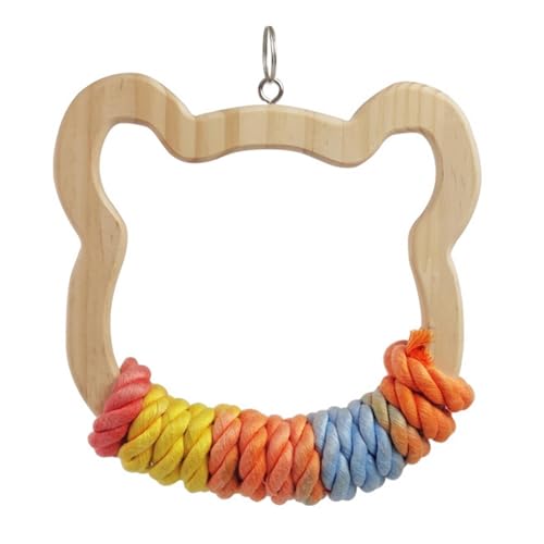 MagiDeal Papagei hängendes Vogelschaukelspielzeug, stehendes Spielzeug, Haustierzubehör, Kletterhängematte, Holzstange für Kauturnhallen, Lovebird, 18cmx19cm von MagiDeal