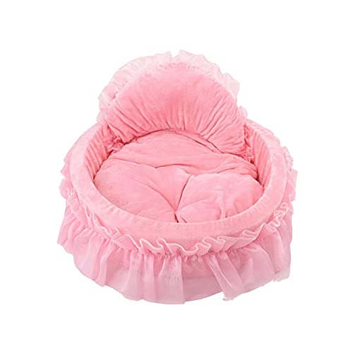 MagiDeal Pink Princess Hundebett, Spitzen-Katzenbett, waschbares Haus, luxuriöses süßes Haustierzubehör, Dickes Schlafbett, große Hundebett-Couch, für, Rosa, l von MagiDeal