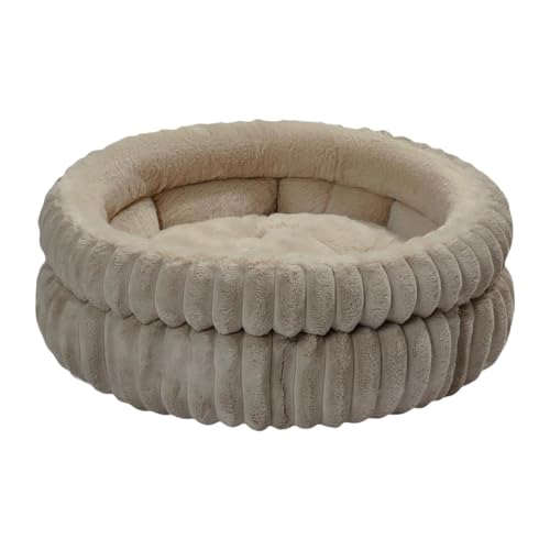 MagiDeal Rundes Hundebett, Hundekissenbett, Herbst-Winter-Zwinger, rutschfeste Unterseite, selbstwärmendes Haustierbett, Haustier-Schlafmatte für Katzen, Coffee S von MagiDeal