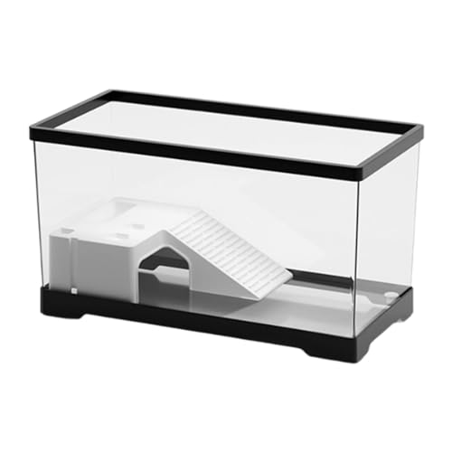 MagiDeal Schildkrötenbecken-Aquarium mit Plattform, Zucht, Kletter-Schildkröte, Bodenentwässerung, Schildkröten-Terrarium, Reptilien-Lebensraum, großes Schwarz von MagiDeal