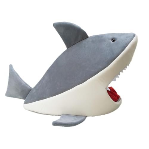 MagiDeal Shark Cats Cave Bed Katzen-Hundenest 21,65 Zoll x 11,81 Zoll x 15,75 Zoll Haustierhaus Beruhigendes Kätzchenbett für Kätzchen, Hauskatzen, kleine, Hellgrau von MagiDeal