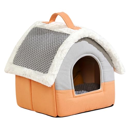 MagiDeal Tragbares Hundehaus, Hunde- und Katzenbett für den Innenbereich, waschbar, mit Griff, gemütliche, abnehmbare, warme Haustierhöhle, warmes Schlafnest, Gray Roof L von MagiDeal