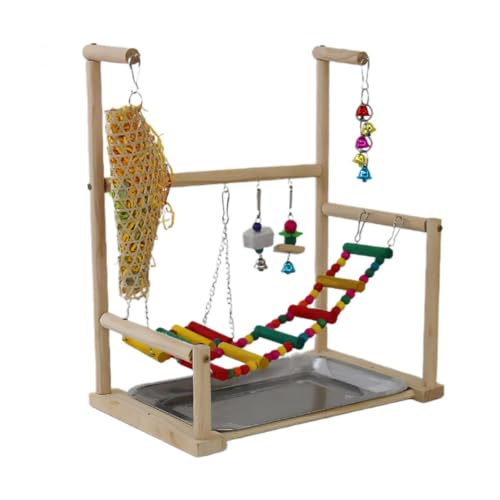 MagiDeal Vogelspielplatz, Vogel-Spiel-Fitnessstudio, Vogelkäfig-Zubehör, Papageien-Spielständer, Holzsitzstange für, Sittiche, Finken, Wellensittiche von MagiDeal