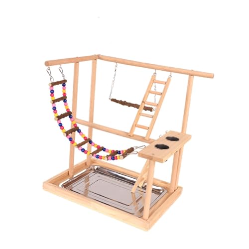 MagiDeal Vogelspielplatz, Vogelspielständer, Vogelspiel-Fitnessstudio, Laufstall, hölzerner Papageiensitz, Spielständer für Kakadus, Sittiche, Nymphensittiche von MagiDeal