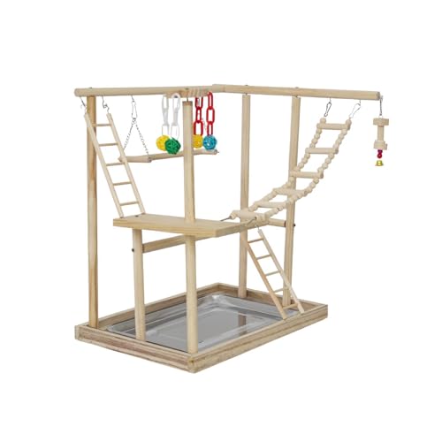 MagiDeal Vogelspielplatz aus Holz für Vögel, Papageien, Spielzeug, Stehen, Laufstall, Klettern, Kauspielzeug, Vogelspielzeug, Ständer, Sitzstange, Spielen, von MagiDeal