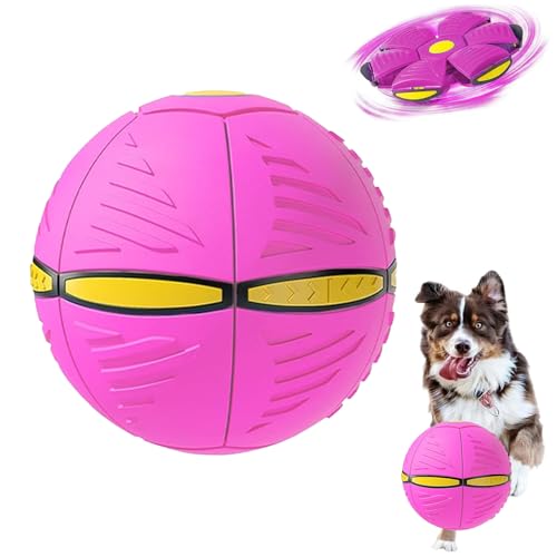 Haustier Spielzeug Frisbee Ball,Fliegender Ball für Hunde,Hund Spielzeug Ball,Fliegende Untertasse Ball,Flying Saucer Ball für Hunde,Interaktives Hund Spielzeug Frisbee für Hundetraining,Werfen (Rosa) von MagiSel