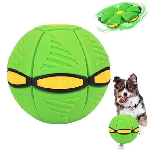 Haustier Spielzeug Frisbee Ball,Fliegender Ball für Hunde,Hund Spielzeug Ball,Fliegende Untertasse Ball,Flying Saucer Ball für Hunde,Interaktives Hund Spielzeug Frisbee für Hundetraining,Werfen (Grün) von MagiSel