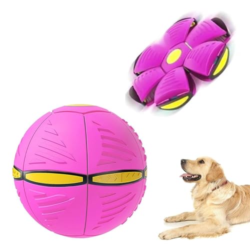 Pet Fliegende Scheibe Ball, Fliegende Frisbee Ball Für Hunde, Bälle Für Hunde, Frisbee Ball Für Haustiere, Verformbare Hundespielzeug, Pet Magische Fliegende Scheibe Ball (Rosa Rot) von MagiSel