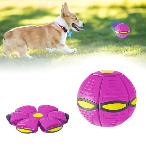 Pet Fliegende Scheibe Ball, Fliegende Frisbee Ball Für Hunde, Bälle Für Hunde, Frisbee Ball Für Haustiere, Verformbare Hundespielzeug, Pet Magische Fliegende Scheibe Ball (Rosa Rot) von MagiSel