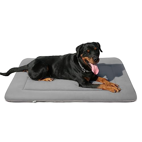 Magic Dog Weiches großes Hundebett, Hundekistenunterlage, Hundematte, 106,7 cm, maschinenwaschbar, Haustierbett mit rutschfester Unterseite, Grau von Magic Dog