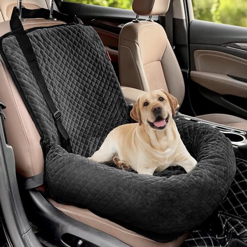 Hundeautositz Haustier Booster Autositz für kleine Mittelhunde, Hundeautositz ist sicher und bequem, bequemes, ultraweiches Auto-Reisebett (schwarz) von MagicFox