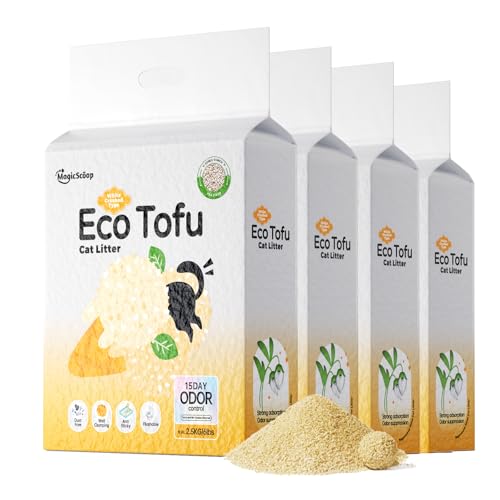 MagicScoop Eco Tofu Katzenstreu, 98 % lebensmittelechte Inhaltsstoffe, hervorragende Geruchskontrolle, schnell und gut klumpend, staubfrei, antihaftbeschichtet, spülbar, geeignet für mehrere Katzen von MagicScoop