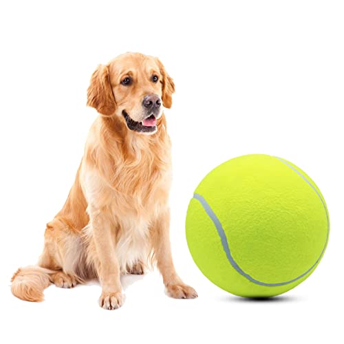 Magicorange 24,1 cm großer Riesen-Tennisball für Hunde, Tennisball, großes Haustier-Kauspielzeug für Outdoor/Indoor-Sport, Hundeball, Geschenk mit Nadel (gelb) von Magicorange