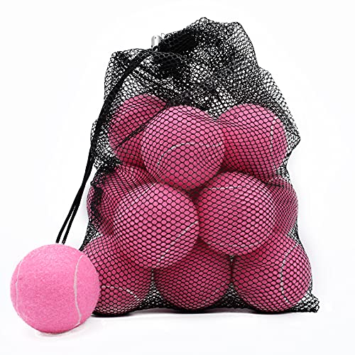 Magicorange Tennisbälle, 12 Stück, fortgeschrittene Trainingsbälle, Übungsbälle, mit Netztasche für einfachen Transport, gut für Anfänger-Trainingsball (Rosa) von Magicorange