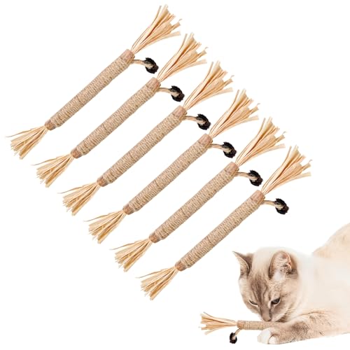 Magrimaxio 6 stück Matatabi Stick Katze, Katzenminze Sticks zum Schleifen von Zähnen, Katzensticks Katzenminzen Spielzeug für Katze zu Spielen, Katzen Sticks zur Katzen Zahnpflege und Gegen Mundgeruch von Magrimaxio