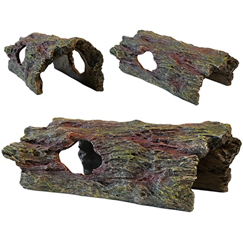 Magtara Log Hideout Rainforest Series - Reptilienholzversteck Sonnenfelsen Terrarium Aquarium Dekor Dekoratives Harz für Eidechsen, Fische, Schlangen, Amphibien, Kleintiere von Magtara