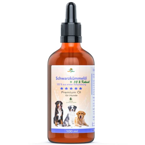 Mahu Natur 100 ml Schwarzkümmelöl Für Hunde + 10% Kokosöl - Ungefiltert - Nachhaltige Glasflasche Mit Glaspipette - Optimal Fürs Barfen von Mahu Natur