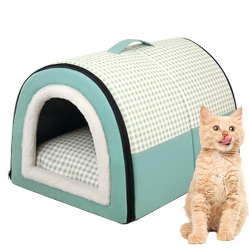 2 In 1 Katzenbett Hundehaus, Rutsch Faltbare Weich Warm Hund Katze Hündchen Kaninchen Haustier Nest Höhle Bett Haus Mit Abnehmbarem Matratze von Maidong