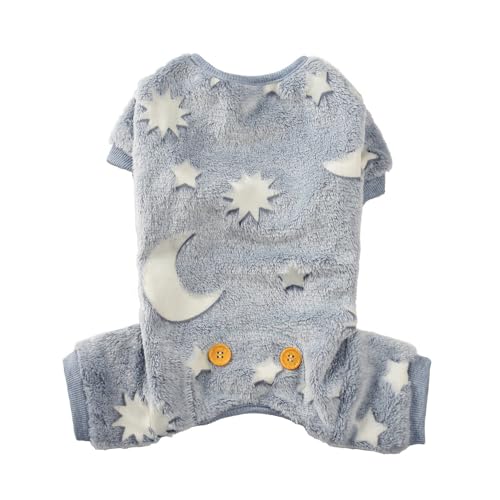 Maigllra Plüsch Hund Schlafanzug Glow In The Dark Dog Jumpsuit 4 Legged Onesie für kleine mittlere große Hund, Grey Moon L von Maigllra