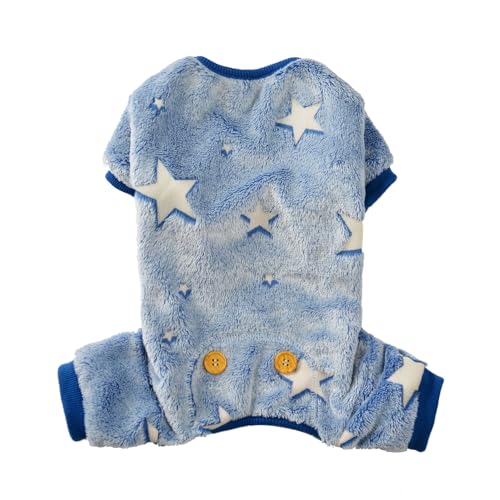 Maigllra Plüsch Hund Schlafanzug Glow In The Dark Dog Jumpsuit 4 Legged Onesie für kleine mittlere große Hund, Blue Star M von Maigllra