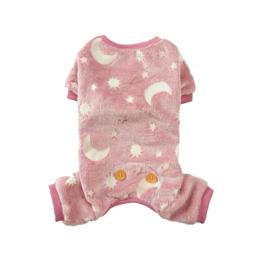 Maigllra Plüsch Hund Schlafanzug Glow In The Dark Dog Jumpsuit 4 Legged Onesie für kleine mittlere große Hund, Pink Moon L von Maigllra