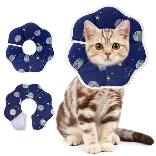 Maiiu Weiches, verstellbares Katzenkegelhalsband, bequemes Katzenhalsband, geeignet für verschiedene Arten von Katzen, elisabethanisches Nackenschutzhalsband für Katzen nach Operationen (Blau, Medium) von Maiiu