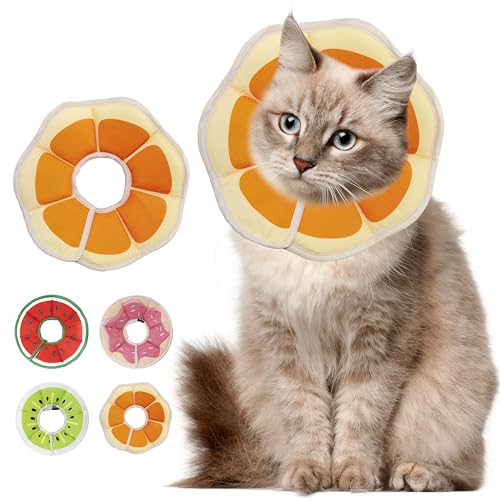 Maiiu Weiches, verstellbares Katzenkegelhalsband, bequemes Katzenhalsband, geeignet für verschiedene Arten von Katzen, elisabethanisches Nackenschutzhalsband für Katzen nach Operationen (Orange, M) von Maiiu