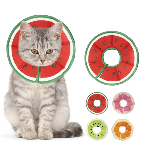 Maiiu Weiches, verstellbares Katzenkegelhalsband, bequemes Katzenhalsband, geeignet für verschiedene Arten von Katzen, elisabethanisches Nackenschutzhalsband für Katzen nach Operationen (Wassermelone, von Maiiu