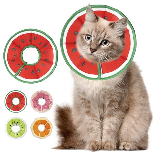 Maiiu Weiches, verstellbares Katzenkegelhalsband, bequemes Katzenhalsband, geeignet für verschiedene Arten von Katzen, elisabethanisches Nackenschutzhalsband für Katzen nach Operationen (Wassermelone, von Maiiu