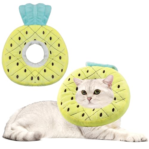 Maiiu Weiches Katzenhalsband, niedliches Katzenhalsband, geeignet für kleine, mittelgroße und große Katzen, elisabethanisches Halsband für Katzen nach Operationen (Ananas, Medium) von Maiiu