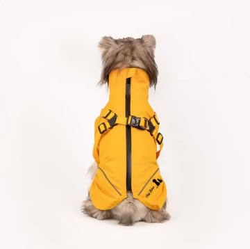 Hunde Regenjacke Winterweste Jacken Hundemantel Hundepullover Haustier Skifahren Kostüm Ärmellose Baumwolle Gepolsterte Weste Mit Brustgurt Gurt (Gelb, 2XL) von Maili Deluxe