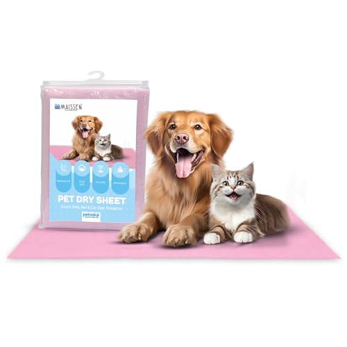 MAISSEN Waterproof Reusable Washable Pee Pads & Hygienic Pet Dry Sheet for Dogs, Cats, and All Pets - Pink, Medium (100 cm x 70 cm) von Maissen