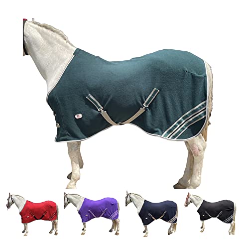 Majestic Ally Anti-Pilling-Fleece-Pferdedecke/Bettlaken mit silberfarbenem geflochtenem Seil, 193 cm, Grün von Majestic Ally