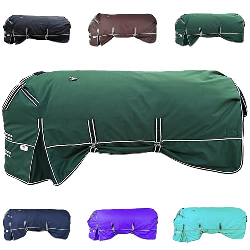 Majestic Ally Pferdedecke aus Ripstop-Nylon, 1200 D, wasserdicht, schwer, regen- und wetterbeständig, für Herbst oder kaltes Wetter, 250 g/m², Jägergrün, 183 cm von Majestic Ally