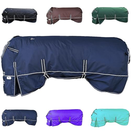 Majestic Ally Pferdedecke aus Ripstop-Nylon, 1200 D, wasserdicht, schwer, regen- und wetterbeständig, für Herbst oder kaltes Wetter, 250 g/m², Marineblau, 183 cm von Majestic Ally